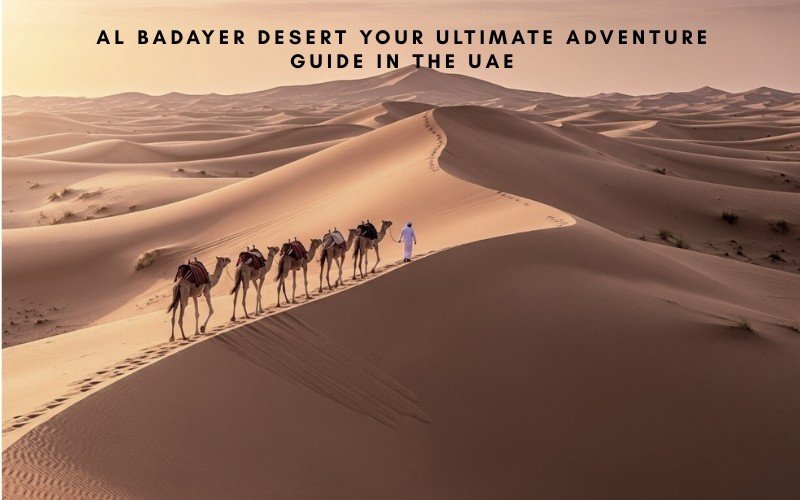 Tourists enjoying sunset view over the Al Badayer Desert dunes in Sharjah
