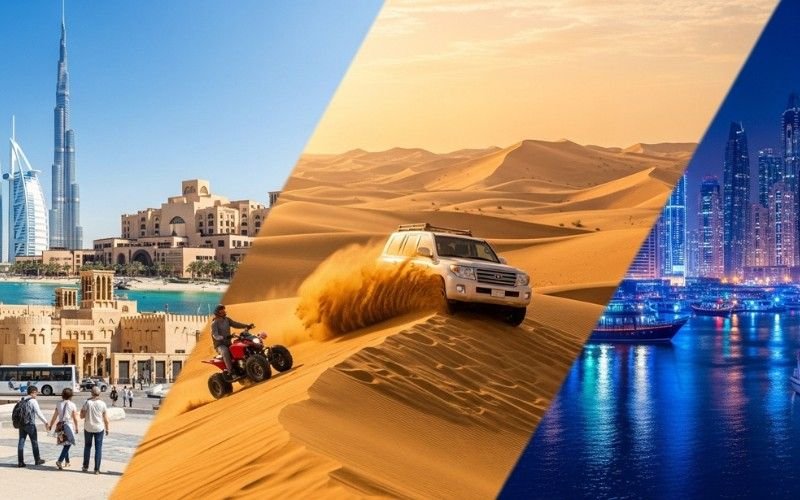  Exciting desert safari tour in Dubai UAE with 4x4 cars and golden sand dunes