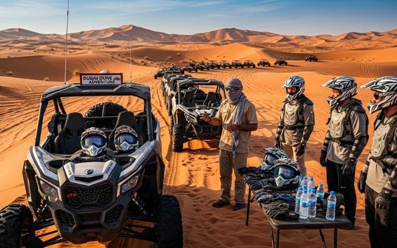 Man driving a Can-Am buggy during a 2 hour dune ride in Dubai’s desert landscape
