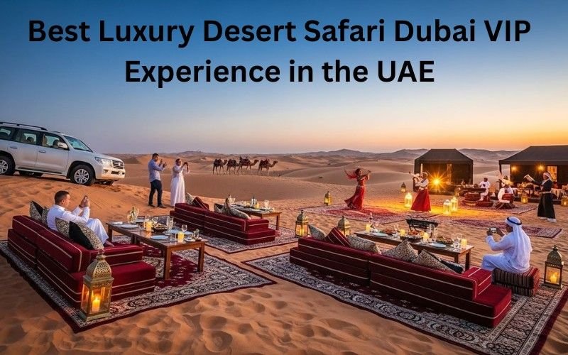 Luxury desert safari Dubai camp with VIP seating and lights