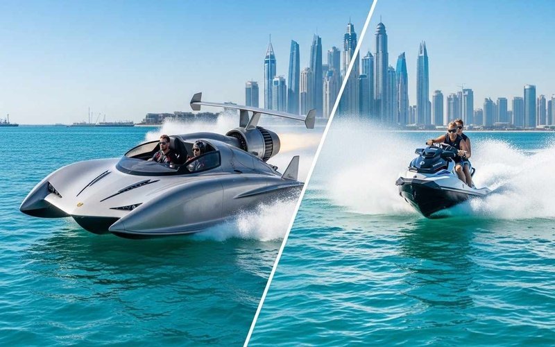 Comparison-of-jet-car-and-jet-ski-on-Dubai-Marina-showing-size-and-seating-differences1