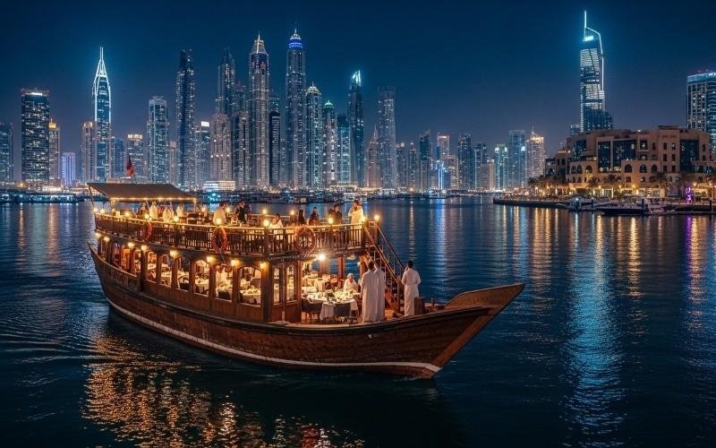Dubai-Marina-Dhow-Cruise-at-Night