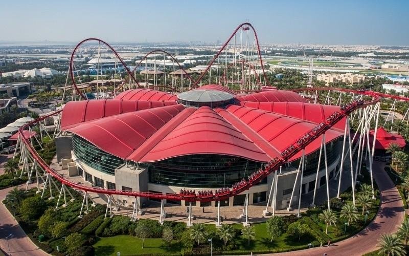 Ferrari-World-Abu-Dhabi-with-visitors-and-iconic-rides-at-Yas-Island.