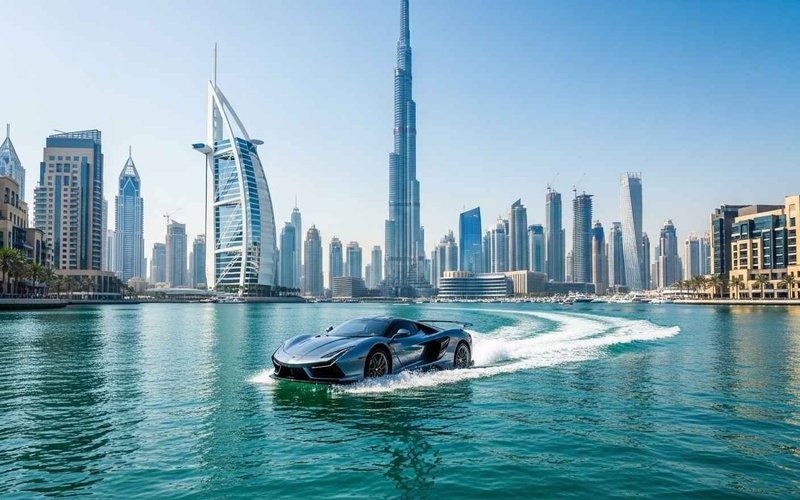 Top-down-view-of-jet-car-Dubai-with-driver-steering-on-calm-sea1