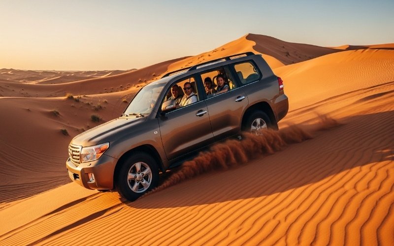 private-4x4-desert-safari-Dubai-vehicle-on-red-dunes